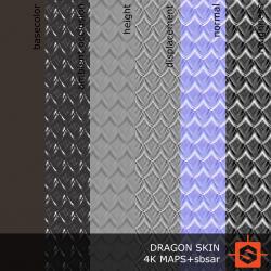 PBR substance material of dragon skin created in substance designer for graphic designers and game developers